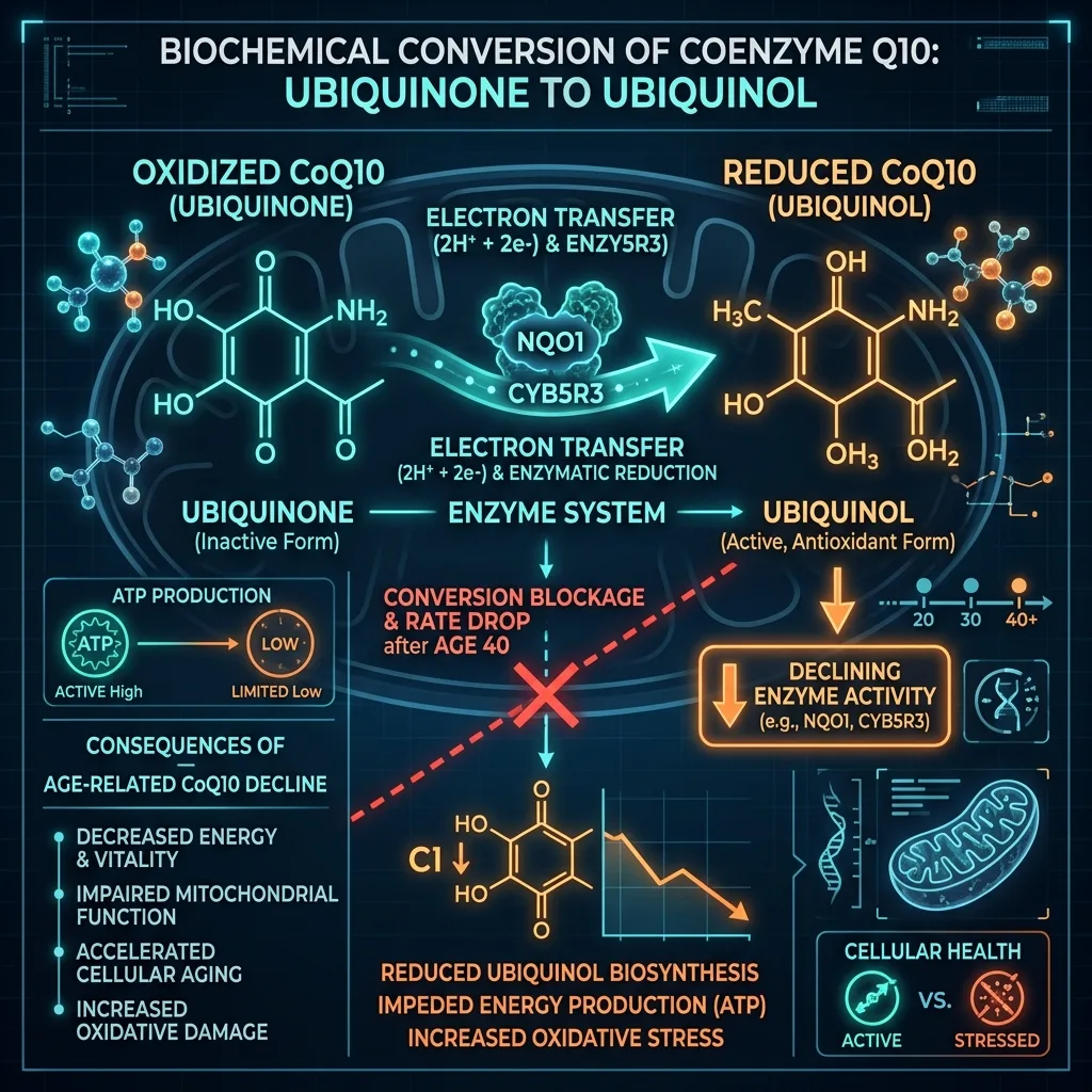 Ubiquinone vs Ubiquinol Conversion and Age Barrier